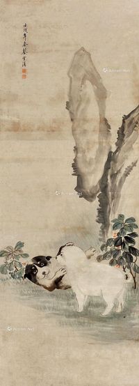 蔡雪溪 双犬图
