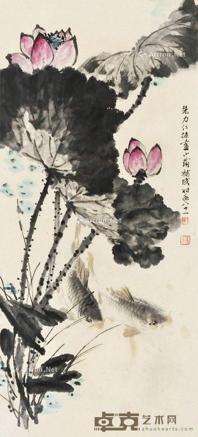 孔小瑜 朱力 花鸟 88×40cm