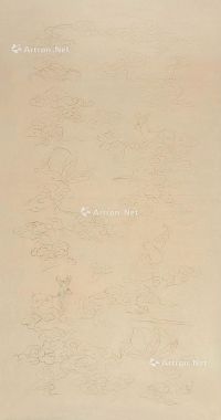 旧制手绘：“福禄寿”纹宣纸
