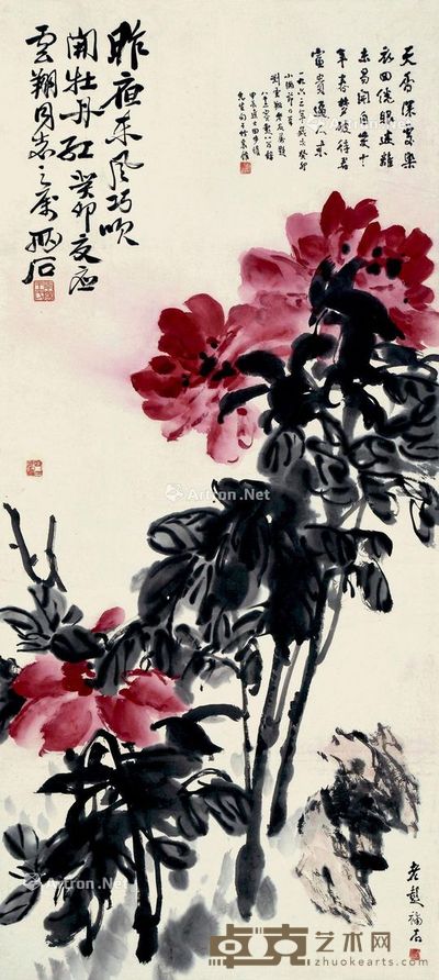 王铸九 彭八百 富贵图 118×54cm