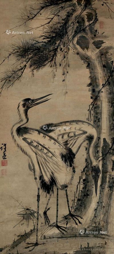 许远 松鹤图 117×54cm