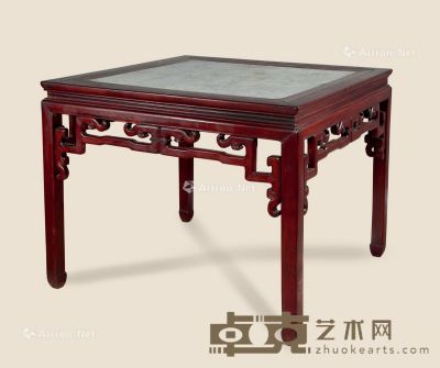 清 红木雕草龙方桌 104×104×85cm