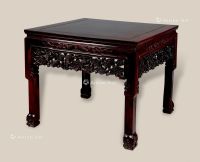 清 红木雕灵芝纹方桌