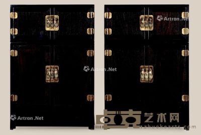 近代 紫檀文房小四件柜 （2件） 40×17×60cm