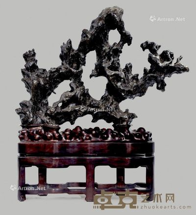 近代 “老子骑牛”灵璧石山子 高72cm