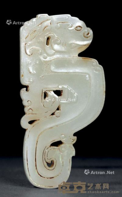 清 玉雕螭龙珮 长6.5cm