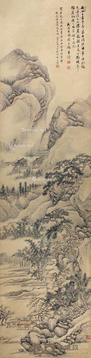 张石园 山水 131×33cm