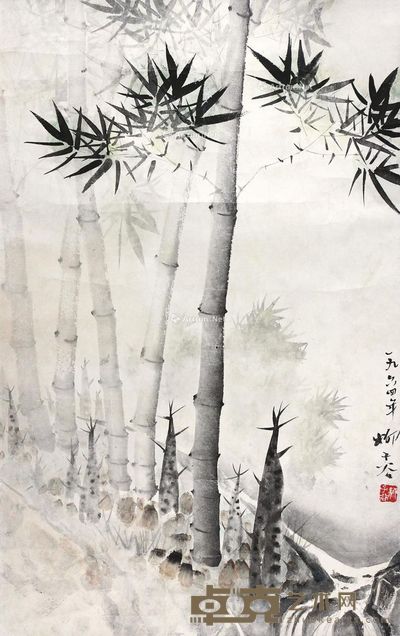 柳子谷 墨竹 66×41cm