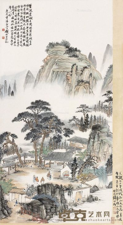 钱松嵒 碧波草堂图 97.5×49cm