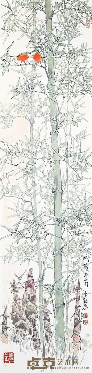 李毂摩 春笋图 137×34cm