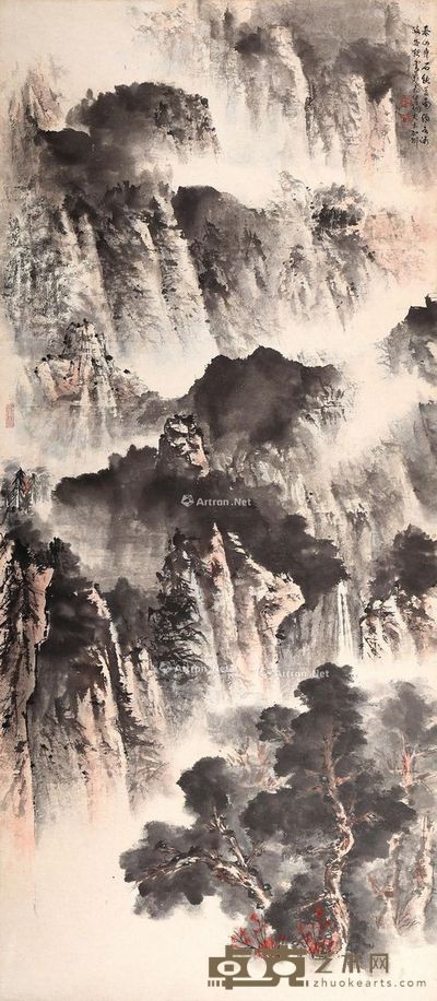 傅狷夫 泰山起云波 200×88.5cm