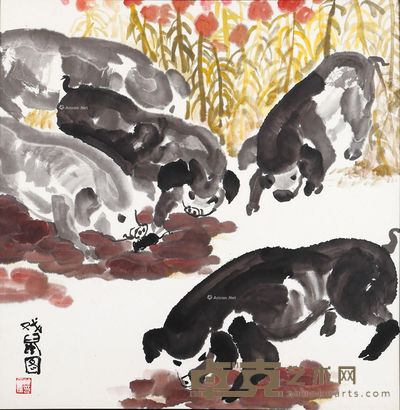 陈晨 戏鼠图 68×68cm