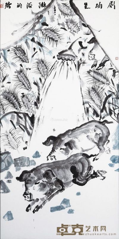 丁山 剧场里沐浴的猪 138×69cm