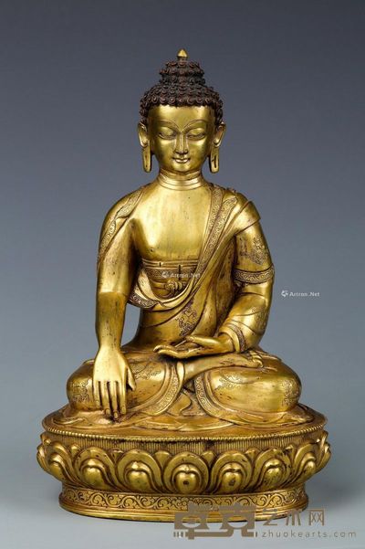 鎏金释迦牟尼佛坐像 高28.5cm