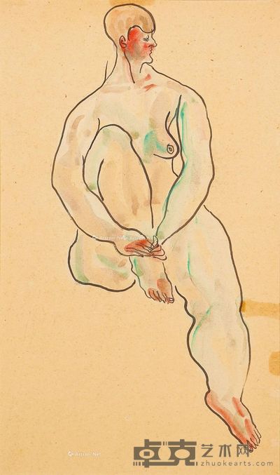 常玉 彩色人体素描 44×26.5cm
