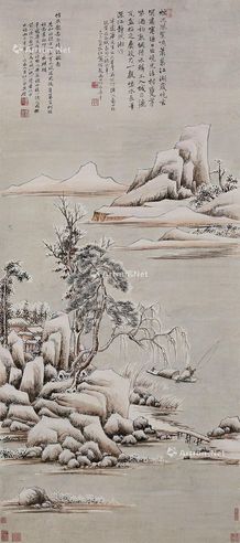 吴历 冬晴钓艇图