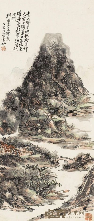 黄宾虹 青山野寺 86.5×37cm