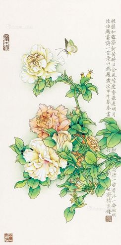 檀东铿 工笔花蝶