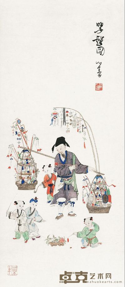 溥儒 婴戏图 74×32.5cm