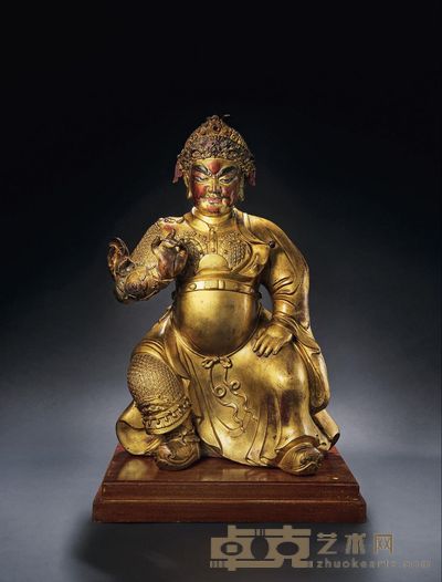 18世纪 木雕漆金关公像 高75.5cm