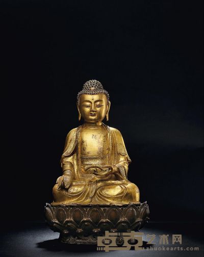 明中期 铜鎏金药师佛 高40.5cm;高31.5cm
