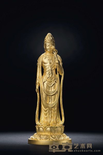 舟谷喜云 金制圣观音 高21cm;宽8.2cm