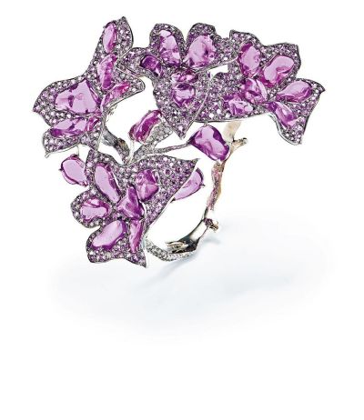 Judy Chao设计 紫色刚玉配钻石手镯