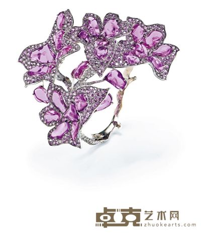 Judy Chao设计 紫色刚玉配钻石手镯 