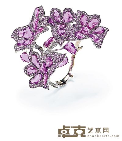 Judy Chao设计 紫色刚玉配钻石手镯