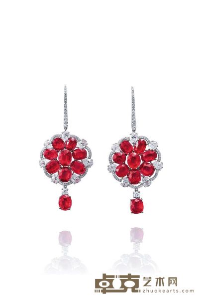 MICHELE DELLA VALLE设计 红宝石配钻石耳环 
