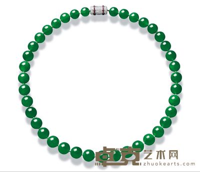缅甸天然翡翠珠配钻石及红宝石颈链