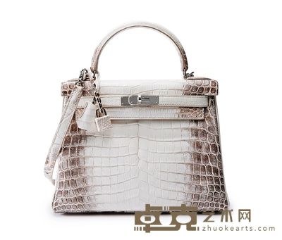 爱马仕2015雾面白色喜马拉雅尼罗鳄鱼皮32公分凯莉包附银色金属配件