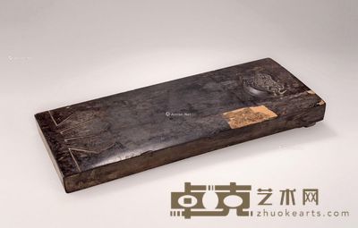 明时期 琴样掩月池古砖大砚 纵43cm；宽18cm；高3.5cm