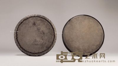 明中期 菱花环池仿唐式细螺纹歙砚 直径40cm;高2.5cm