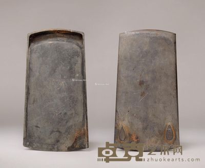 明或更早 水滴足风字样螺纹歙砚 纵24.5cm;宽13cm;高2.7cm