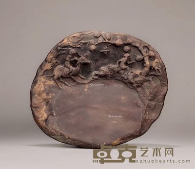明时期 送禄封侯老坑子石大端砚 纵30cm;宽25cm;高2.6cm