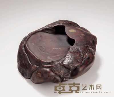 明或更早 高眼卵石天成砚 纵15cm;宽12cm;高4.5cm