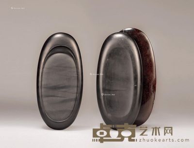 元时期 眉纹子石椭圆歙砚 纵21cm；宽10cm；高3.5cm