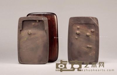 清时期 门字样眼柱星辰图端砚 纵20cm；宽13cm；高2.5cm
