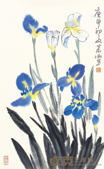 萧淑芳 花卉 52.5×32.5cm