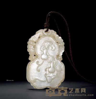 清 白玉多子多福牌 6×4cm