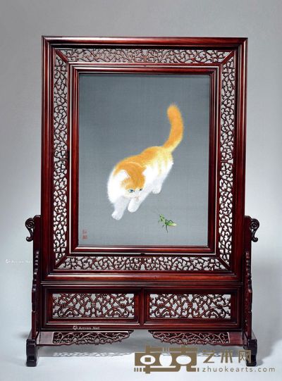 双面刺绣“猫戏图” 40×50cm