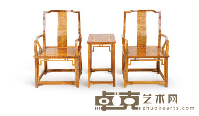 南官帽椅 单张椅子面宽620×深500×高480mm，背总高1.06米
茶几