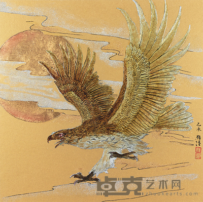 漆画 鹏程万里 54×54