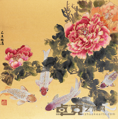 漆画 富贵有余 55×55