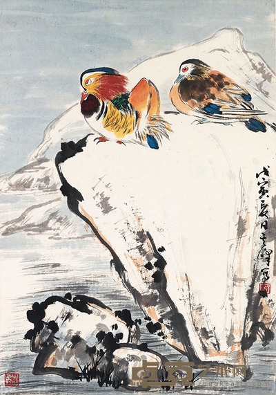 孙其峰 鸳鸯 69.5×48.5cm 约3平尺