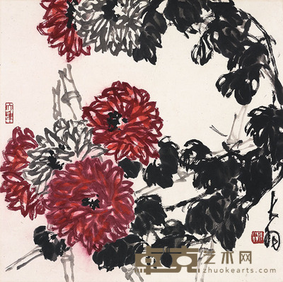 陈大羽 菊花 69×69cm 约4.3平尺