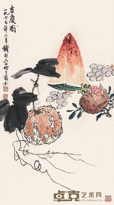 钱松喦 吉庆图 60×32cm 约1.7平尺