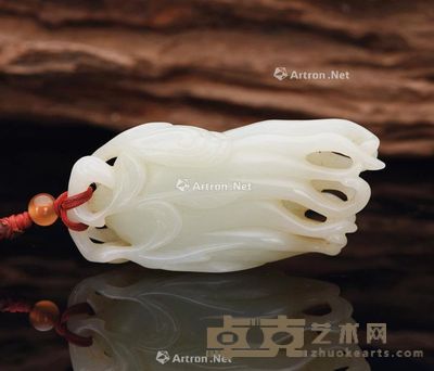 青白玉佛手把件 高8.1cm
