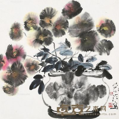 陈家泠 瓶花 34×33.5cm